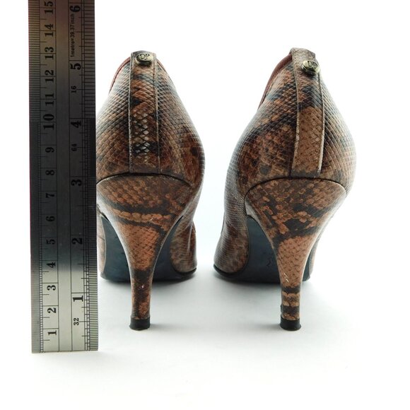 DONALD PLINER Mauve Pink Snake Textured Leather Heel Pumps 9 N - Picture 6 of 7